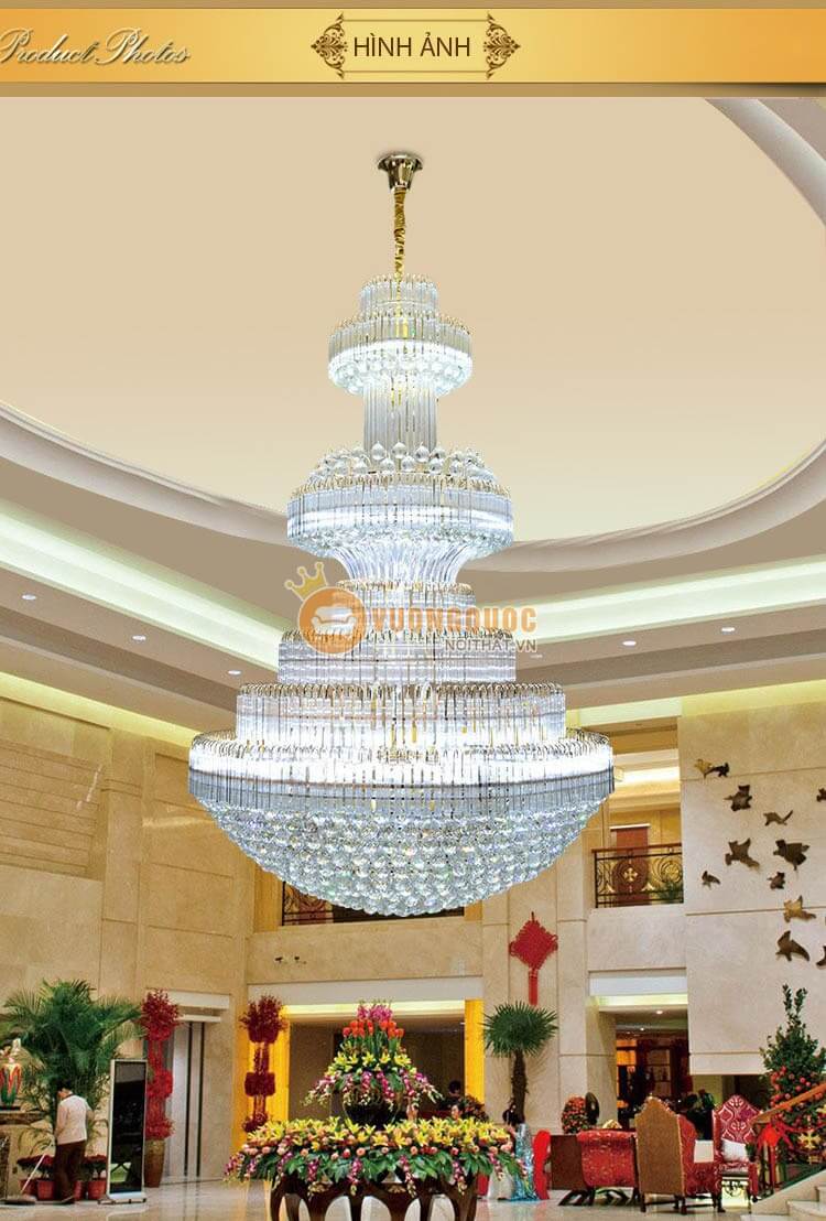 Đèn chùm pha lê cao cấp gắn trần biệt thự CM198-8